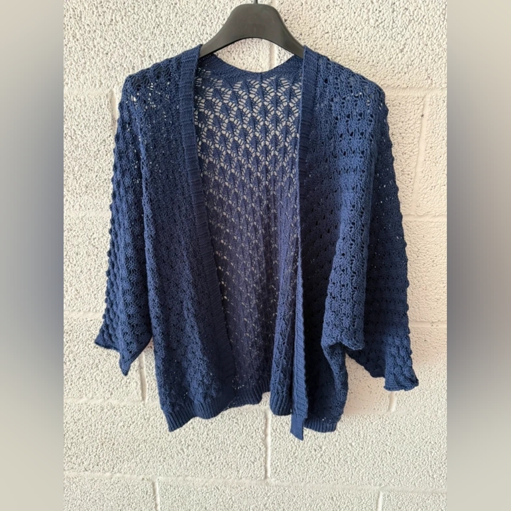 Navy Blue Open Knit Women's Sweater